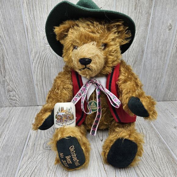 Hermann Oktoberfest Bear 75th Birthday Stuffed Jointed Musical 3030 Mohair Stein - Picture 1 of 10